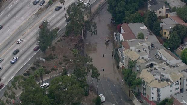 Thousands Of Gallons Of Water Flood Major Hollywood Roadway After Water Main Break 
