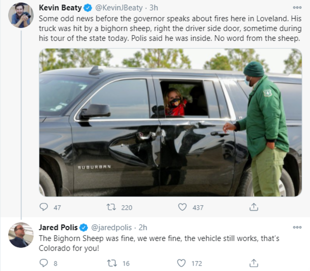 Polis Car Damage Tweet from Denverite Reporter 
