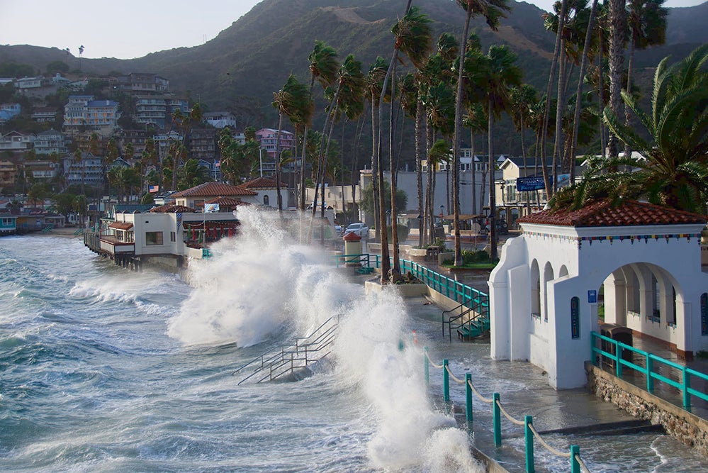 Powerful Waves Crash Onto Avalon Harbor On Catalina Island CBS Los