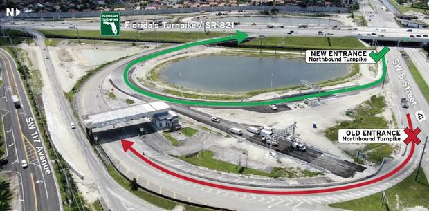 NB Florida's Turnpike Extension Entrance Ramp from EB SW 8 Street Opens in New Location_1 