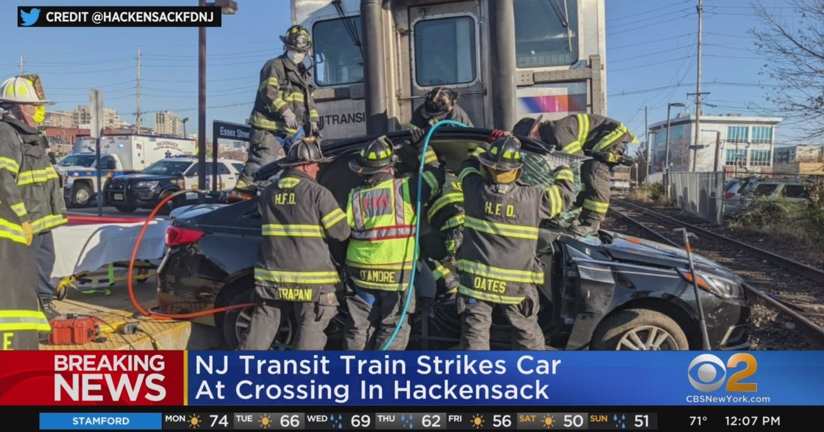 NJ TRANSIT Train Crashes Into Car On Tracks In Hackensack; Driver