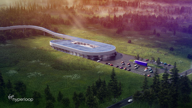 FILE PHOTO: Artist's rendering of Virgin Hyperloop's forthcoming certification center and test track to be built in West Virginia 