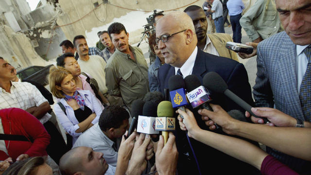 Saeb Erekat Talks To The Press 