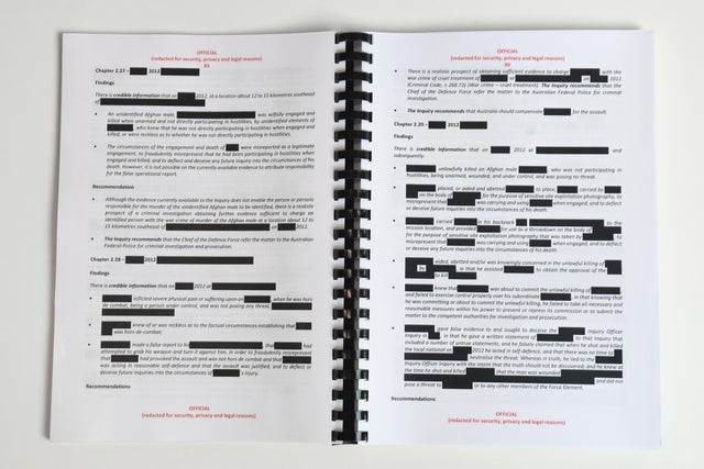 The report by the Inspector-General of the Australian Defence Force Afghanistan Inquiry in Canberra 