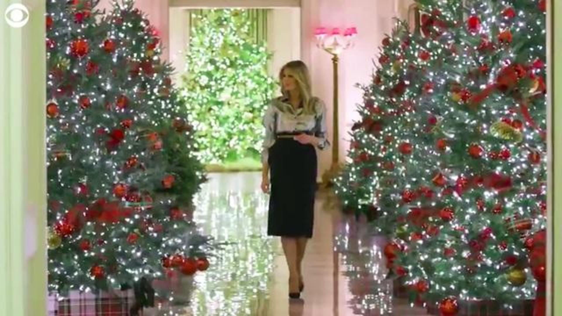 Melania Trump Presents the White House Christmas Decorations in Dior