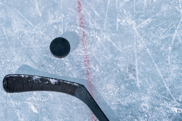 Close-Up Of Snow hockey puck ice 