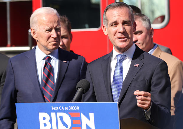 Mayor Eric Garcetti Joins Joe Biden At Los Angeles Campaign Event 
