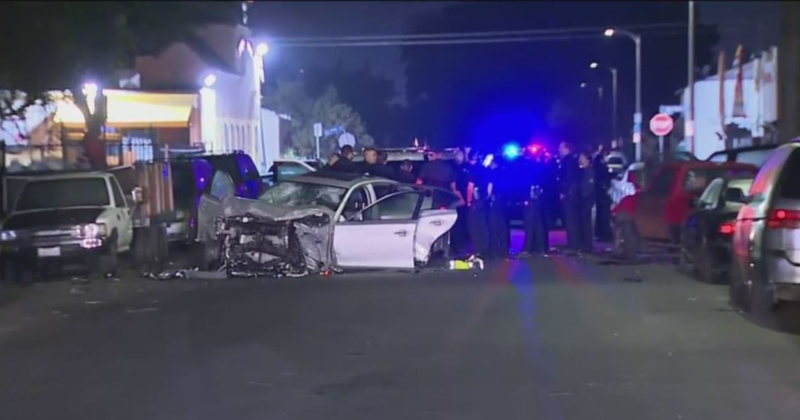 LAPD Chase With Stolen Car Ends In Violent Wreck In South LA - CBS Los ...