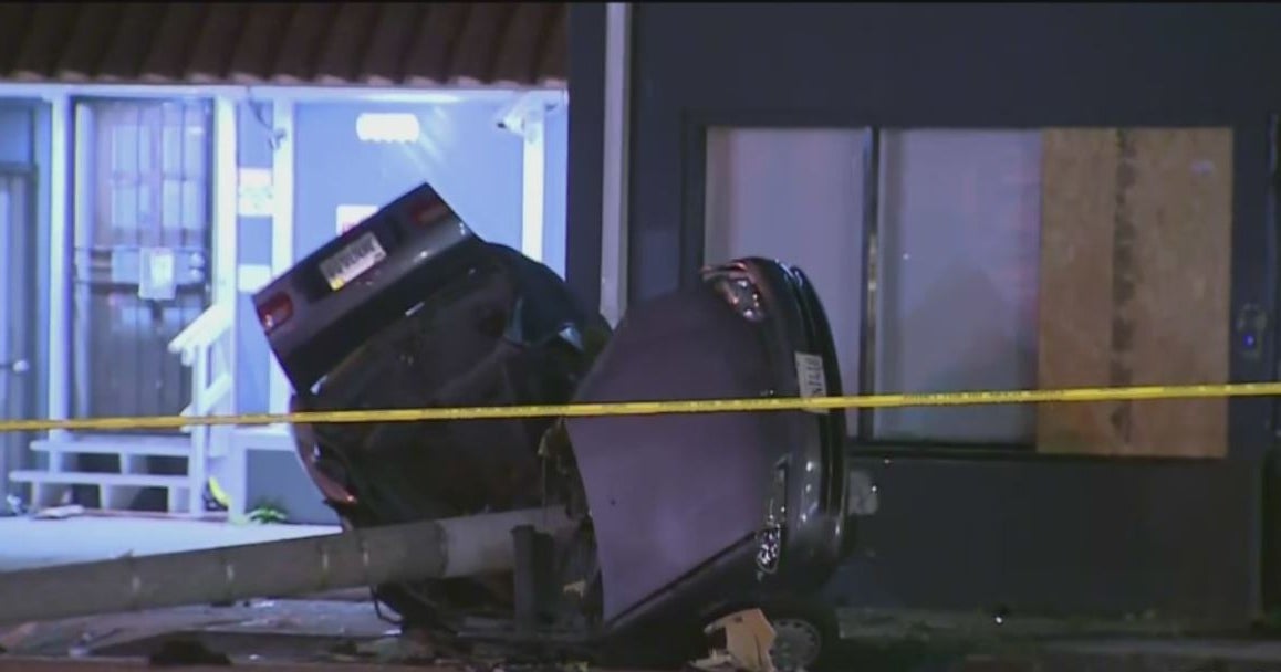 2 Critically Injured After Car Wraps Around Pole In Inglewood CBS Los Angeles
