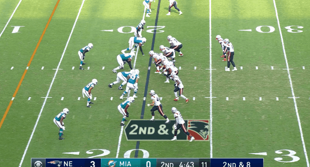 Cam Newton incomplete to Jakobi Meyers 