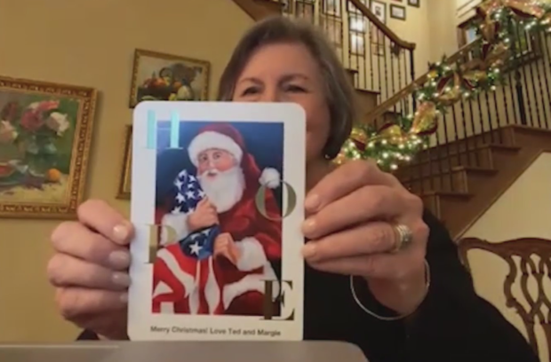 Margie Taylor and Santa card 