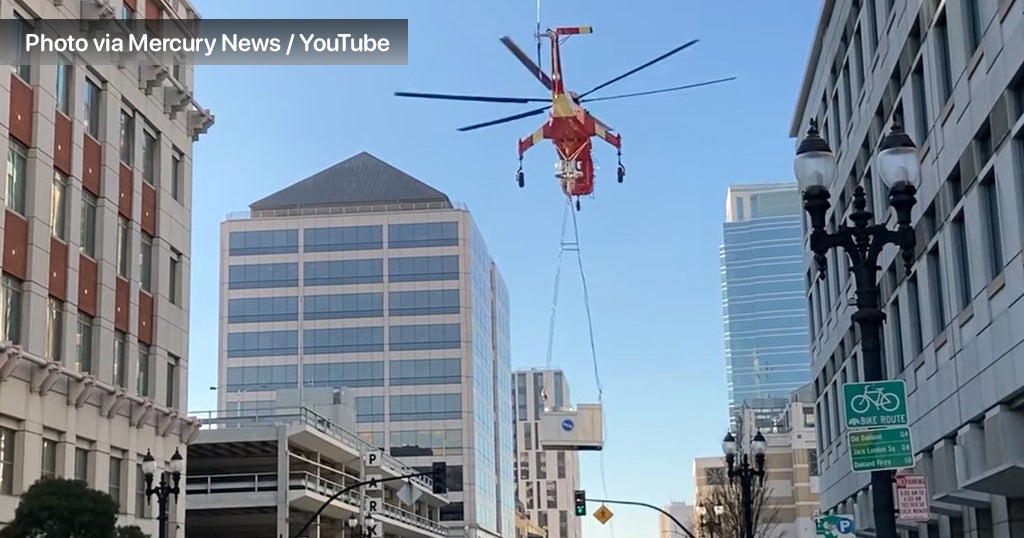 WATCH Huge Air Conditioning Unit Dropped From Helicopter in Downtown
