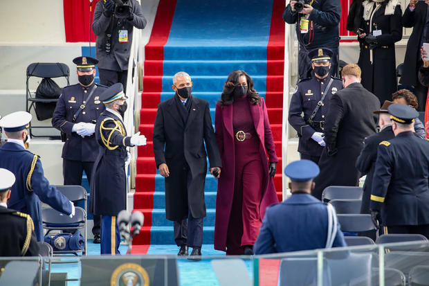 Former President Barack Obama and Michelle Obama at the inauguration of Joe Biden 