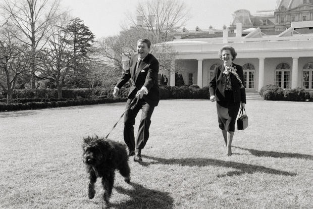 Thatcher and Reagan Walking Dog 