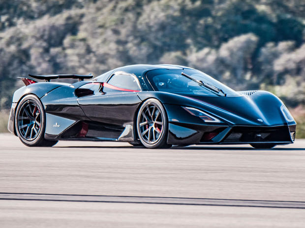 A SSC Tuatara is seen as hypercar company SSC North America attempted to break the record for the world's fastest production car at Kennedy Space Center in Florida January 17, 2021. 