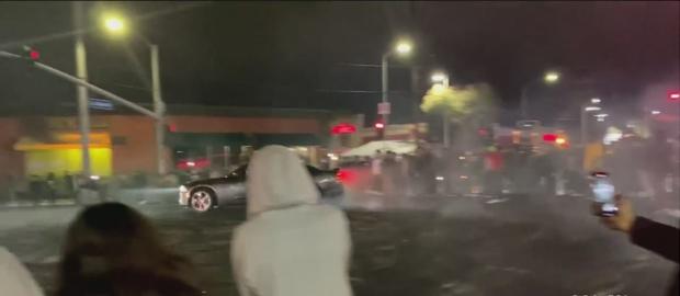 Dangerous Street Takeover In Inglewood Draws Large Crowd 