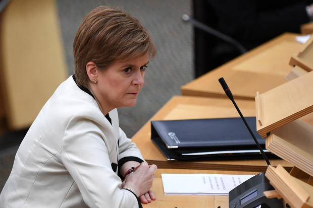 Scotland's First Minister Nicola Sturgeon, attends the First Minister's Questions at the Scottish Parliament in Holyrood, Edinburgh 