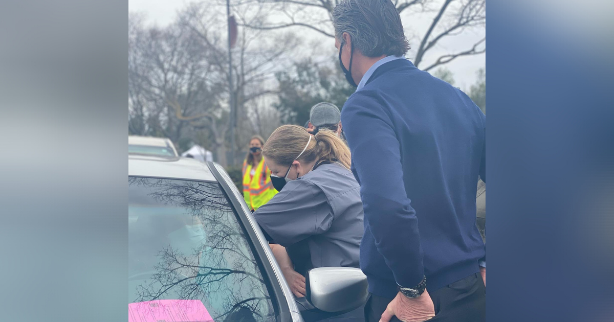 Gov. Newsom Visits New Vaccine Clinic At Natomas High School CBS