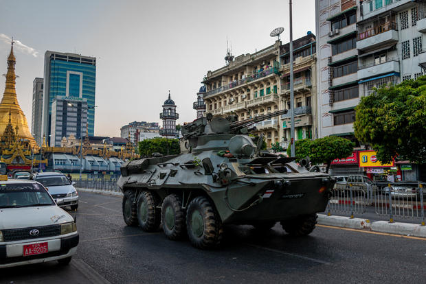 Military Armoured Vehicles Appear On Streets Of Yangon 