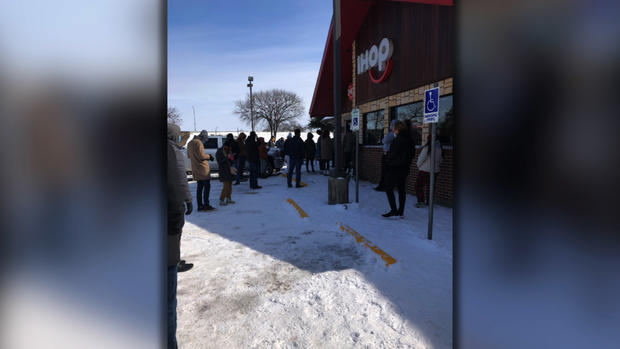 People Lined Up Outside Austin Texas IHOP During Winter Blast 