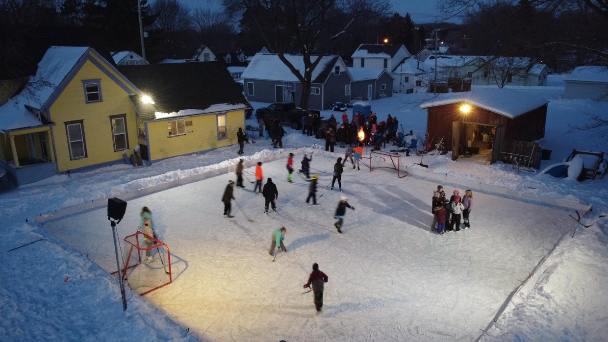 Ice rink brings Michigan community together during dark winter CBS News