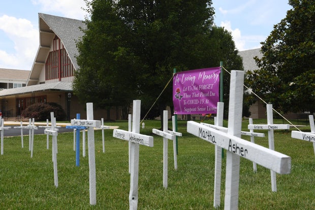 Families hold a memorial service for 45 residents and one staff member who died of covid-19 at Sagepoint Senior Living. 