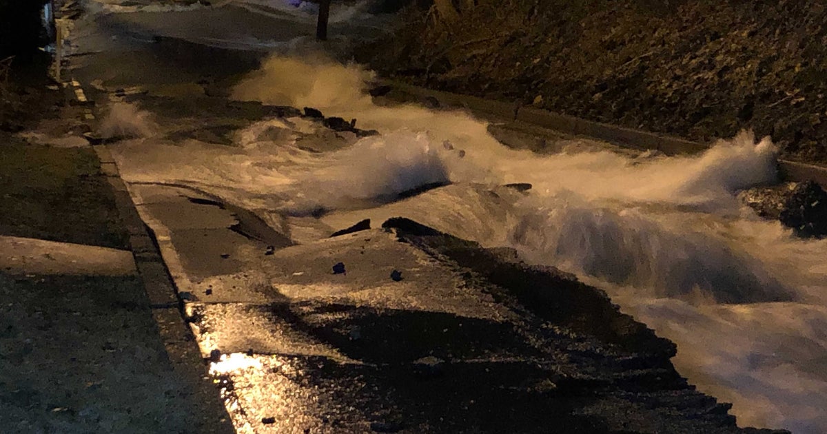 Massive Water Main Break Causes Road Buckling, Shuts Down Traffic In ...