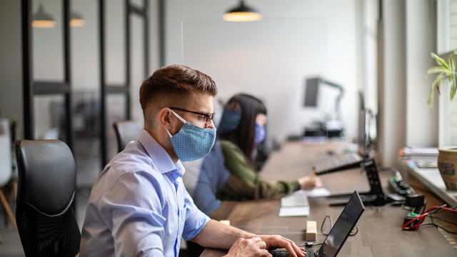 employees workers pandemic coronavirus face masks 