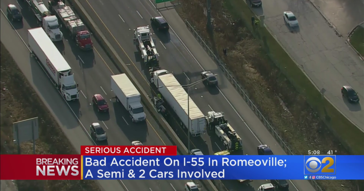 Semi-Trailer Truck Involved In Crash On I-55 In Romeoville - CBS Chicago