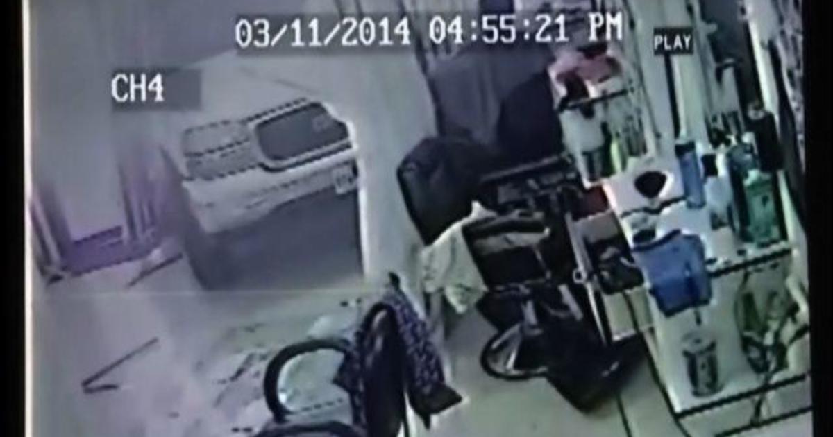 SUV crashes through Texas hair salon: Caught on video - CBS News