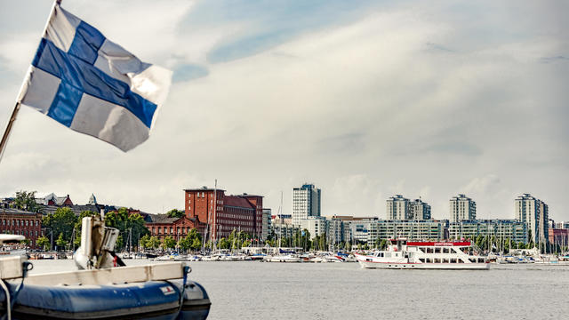 Finland, Helsinki, Harbour and city center 