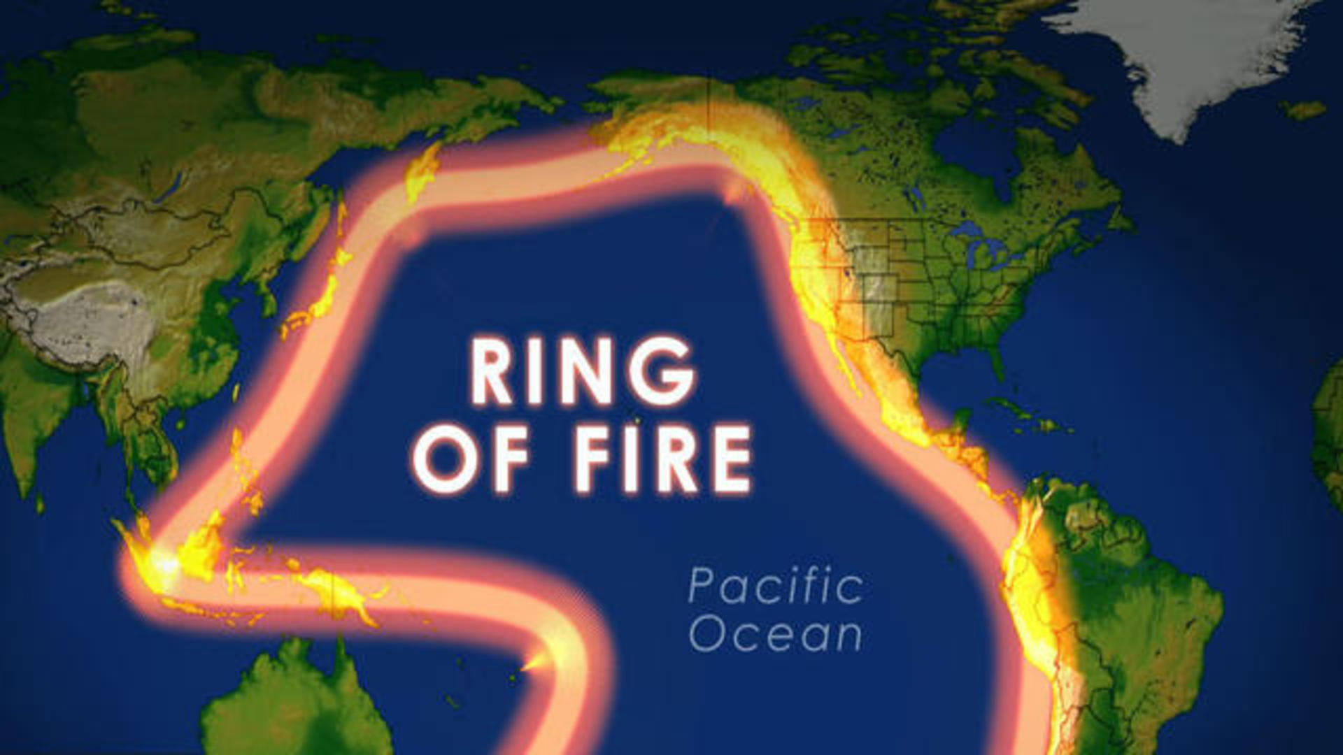 Pacific Ring of Fire, world map with oceanic trenches. The Rim of Fire, or  also Circum-Pacific Belt. Region around the rim of the Pacific Ocean Stock  Photo - Alamy