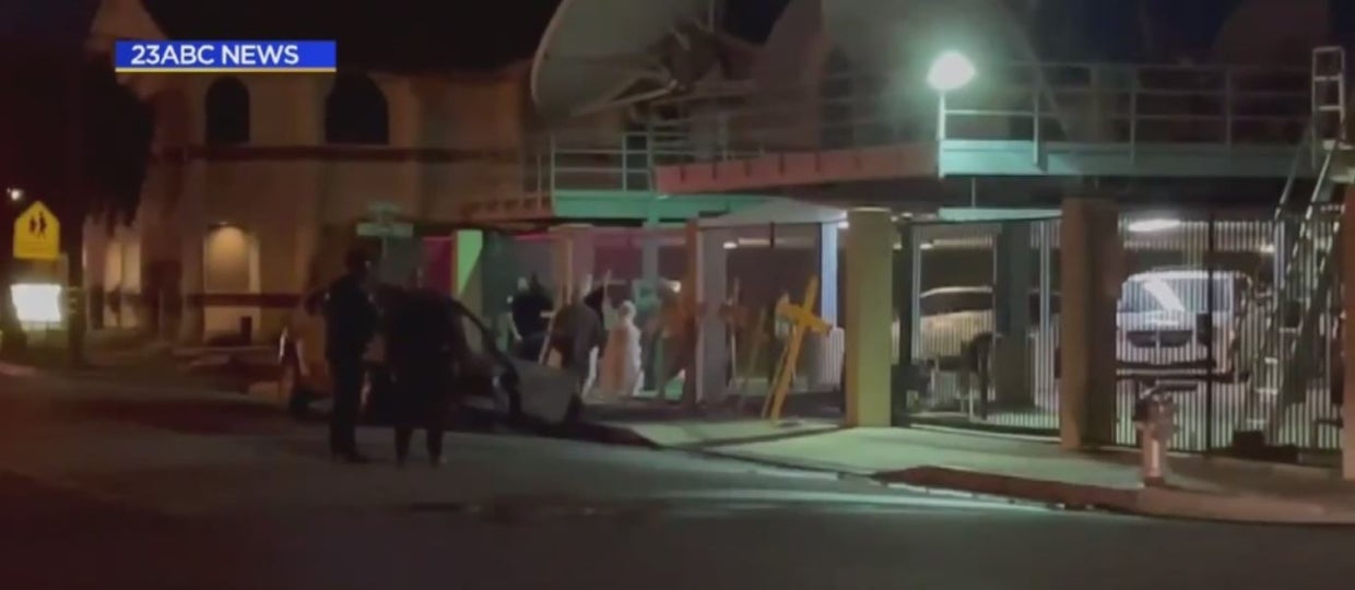 Car Catches Fire Outside Bakersfield TV Station, Suspect Detained CBS