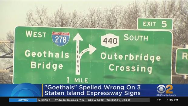 goethals bridge sign misspelled 
