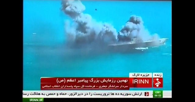 Iran blows up mock U.S. carrier in naval drill - CBS News