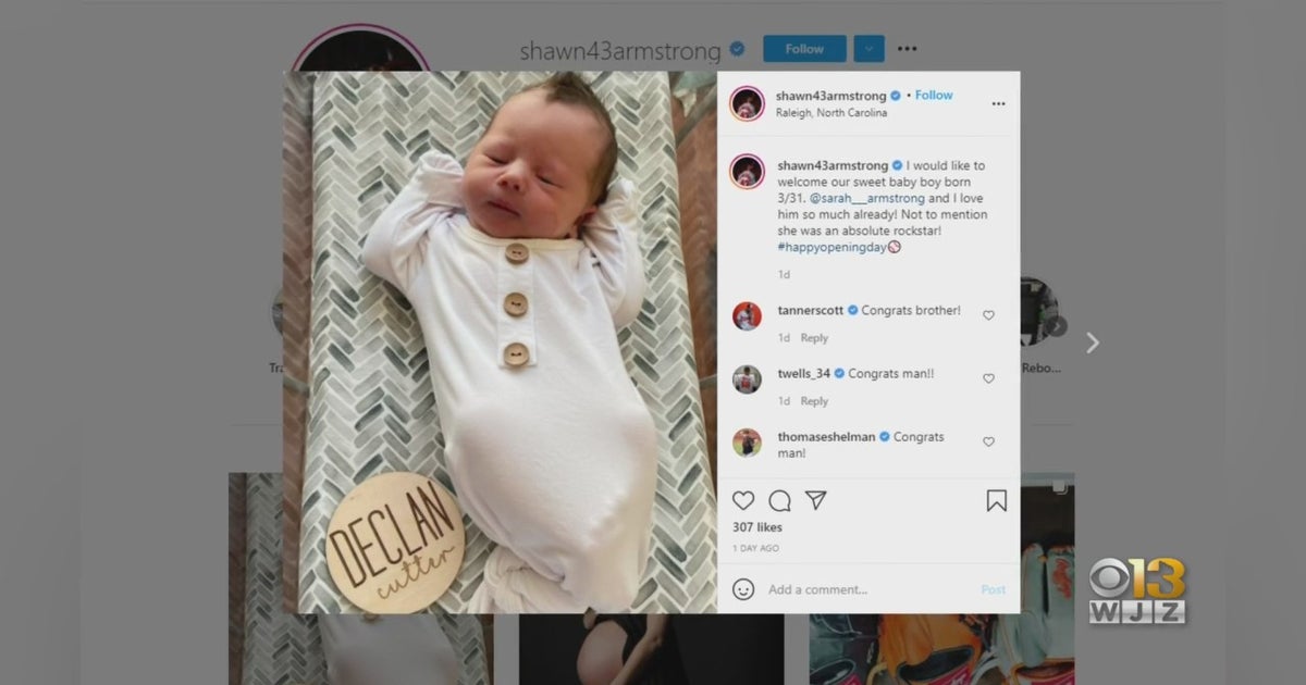 O's Pitcher Shawn Armstrong, Wife Sarah Baby Boy On Opening Day