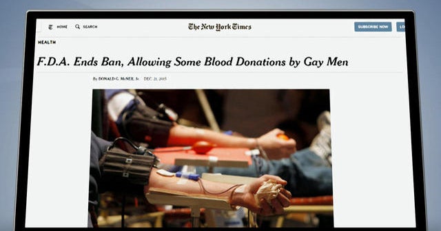 FDA eases blood donation ban on gay men - CBS News