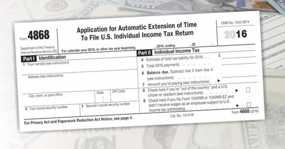 How to file for an extension on your taxes - CBS News