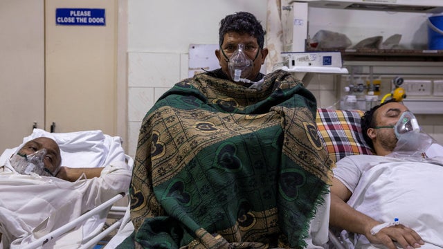 Patients suffering from the coronavirus disease (COVID-19) receive treatment inside the emergency ward at Holy Family hospital in New Delhi 