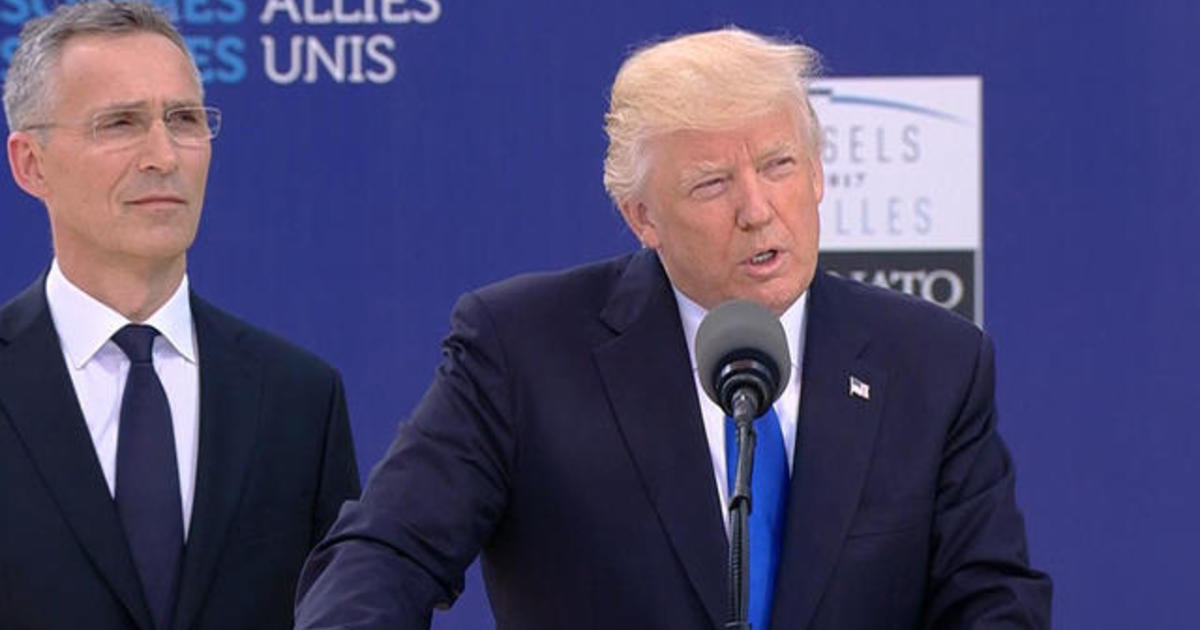 Watch President Trump's speech at NATO HQ CBS News