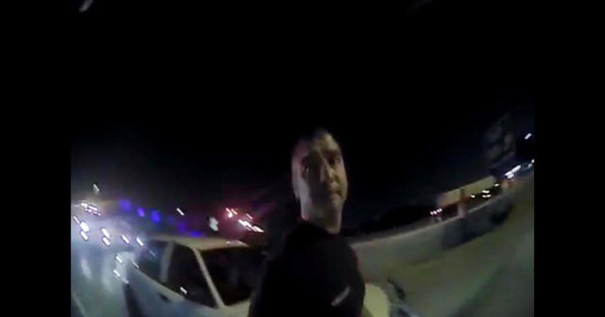 Body Cam Footage Shows Cop Falling From Freeway Cbs News 