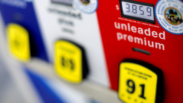 FILE PHOTO: The price of gasoline is shown on a gas pump at an Arco gas station in San Diego 