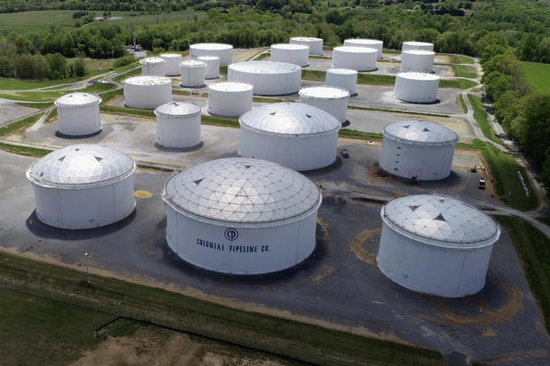 Holding tanks are seen in an aerial photograph at Colonial Pipeline's Dorsey Junction Station 