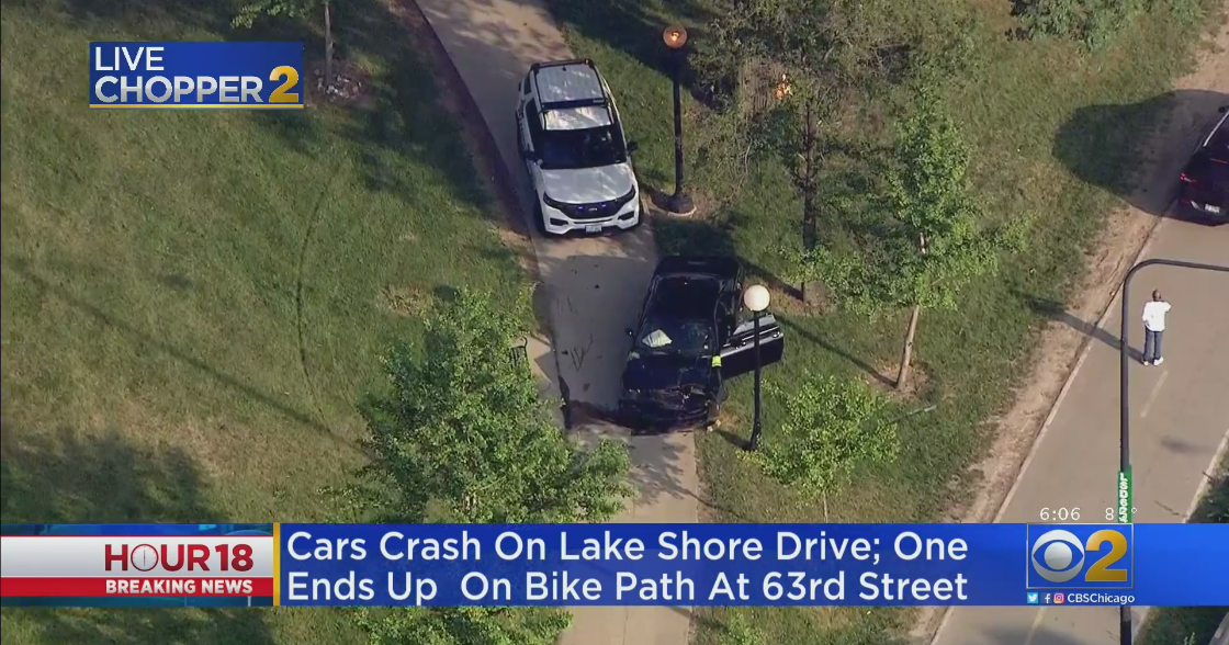4 Vehicles Crash On Lake Shore Drive In Jackson Park, One Ends Up On ...