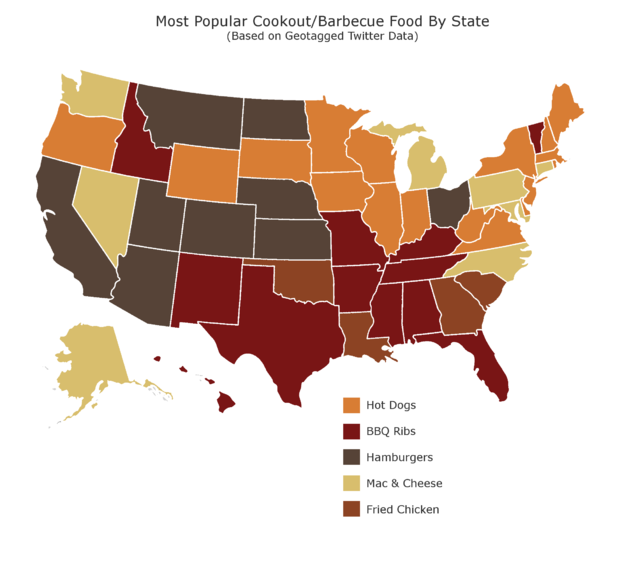 popular cookout foods map 