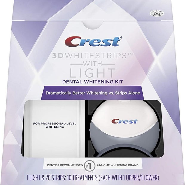 Crest 3D White Whitestrips with Light, Teeth Whitening Strips Kit, 10 Treatments, 20 Individual Strips