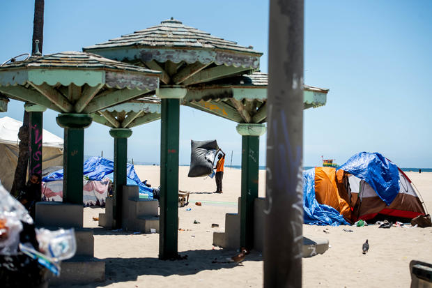 Los Angeles County Sheriff Deputies visit Venice Boardwalk After Sheriff Vows To Clean Homeless Encampments 