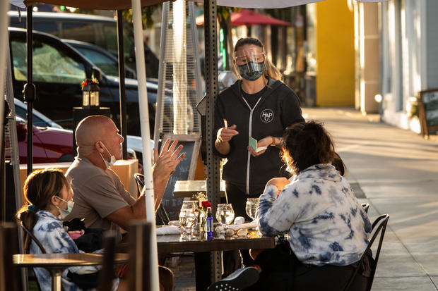 Outdoor dining on the final afternoon before a 10 shut-down because of increased COVID-19 cases in Los Angeles County 
