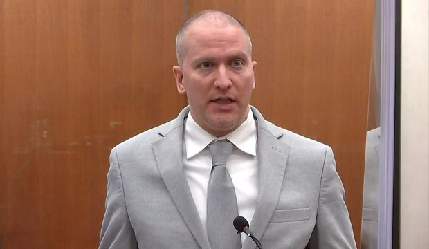 Former Minneapolis police officer Derek Chauvin addresses his sentencing hearing and the judge as he awaits his sentence after being convicted of murder in the death of George Floyd in Minneapolis, Minnesota, on June 25, 2021 in a still image from video.