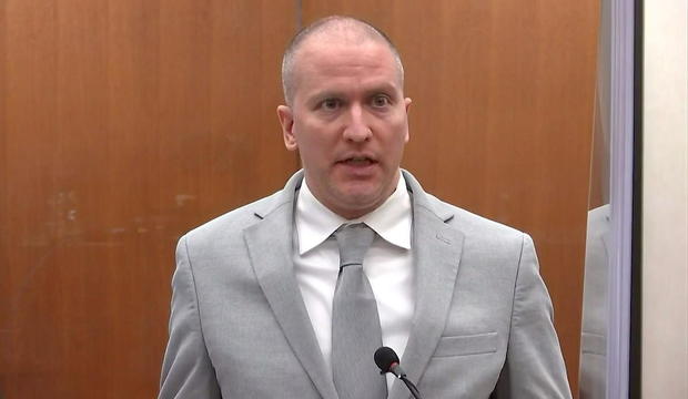 Former Minneapolis police officer Derek Chauvin addresses his sentencing hearing and the judge as he awaits his sentence after being convicted of murder in the death of George Floyd in Minneapolis, Minnesota, on June 25, 2021 in a still image from video. 